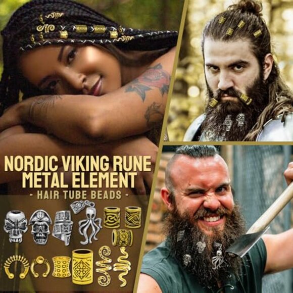 Viking Hair Jewelry Kit Metal Beads Clips Braiding Accessories Unisex DIY main image 7